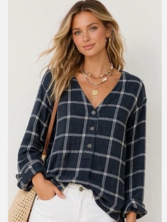 Madewell Tops - Madewell Black Plaid Button-Front Long Sleeve Top